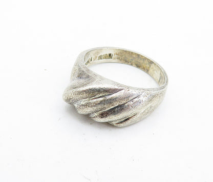 MEXICO 925 Silver  Vintage Dark Tone Fluted Dome Smooth Band Ring Sz 7  RG6976