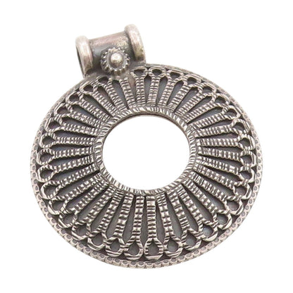 925 Sterling Silver Vintage Pendant Intricate Openwork Mandala Medallion PT25813