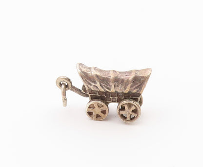 925 Sterling Silver  Vintage Petite Old Fashioned Carriage Pendant  PT18169