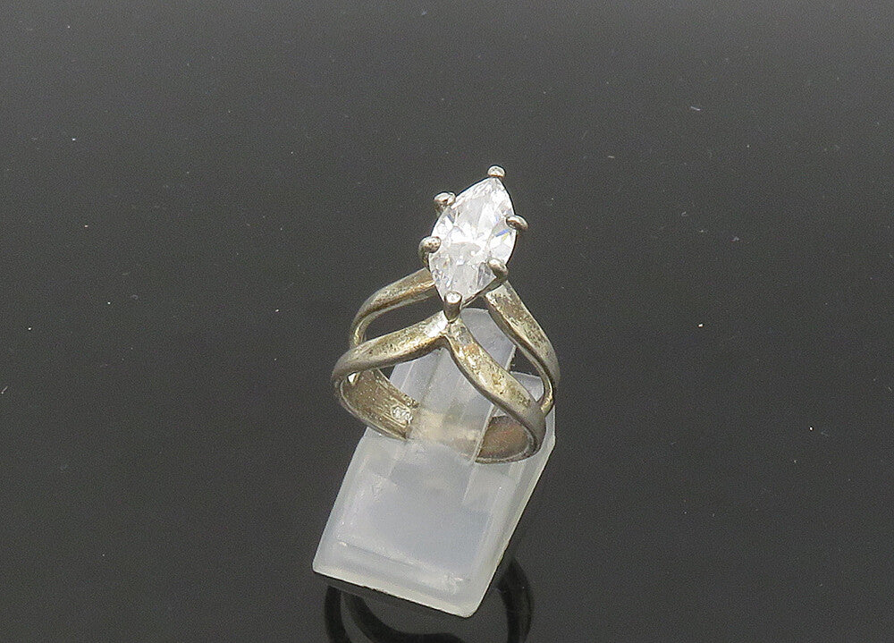 925 Silver  Vintage Marquise Cut Cubic Zirconia Cocktail Ring Sz 7  RG21613