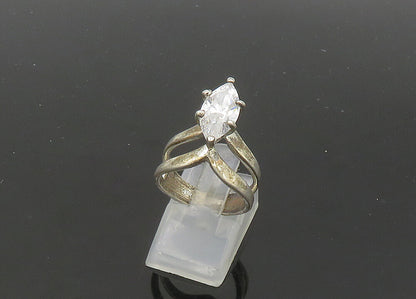 925 Silver  Vintage Marquise Cut Cubic Zirconia Cocktail Ring Sz 7  RG21613