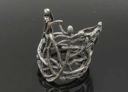 DESIGNER 925 Silver  Vintage Shiny Large Sculpted Band Ring Sz 12  RG23252
