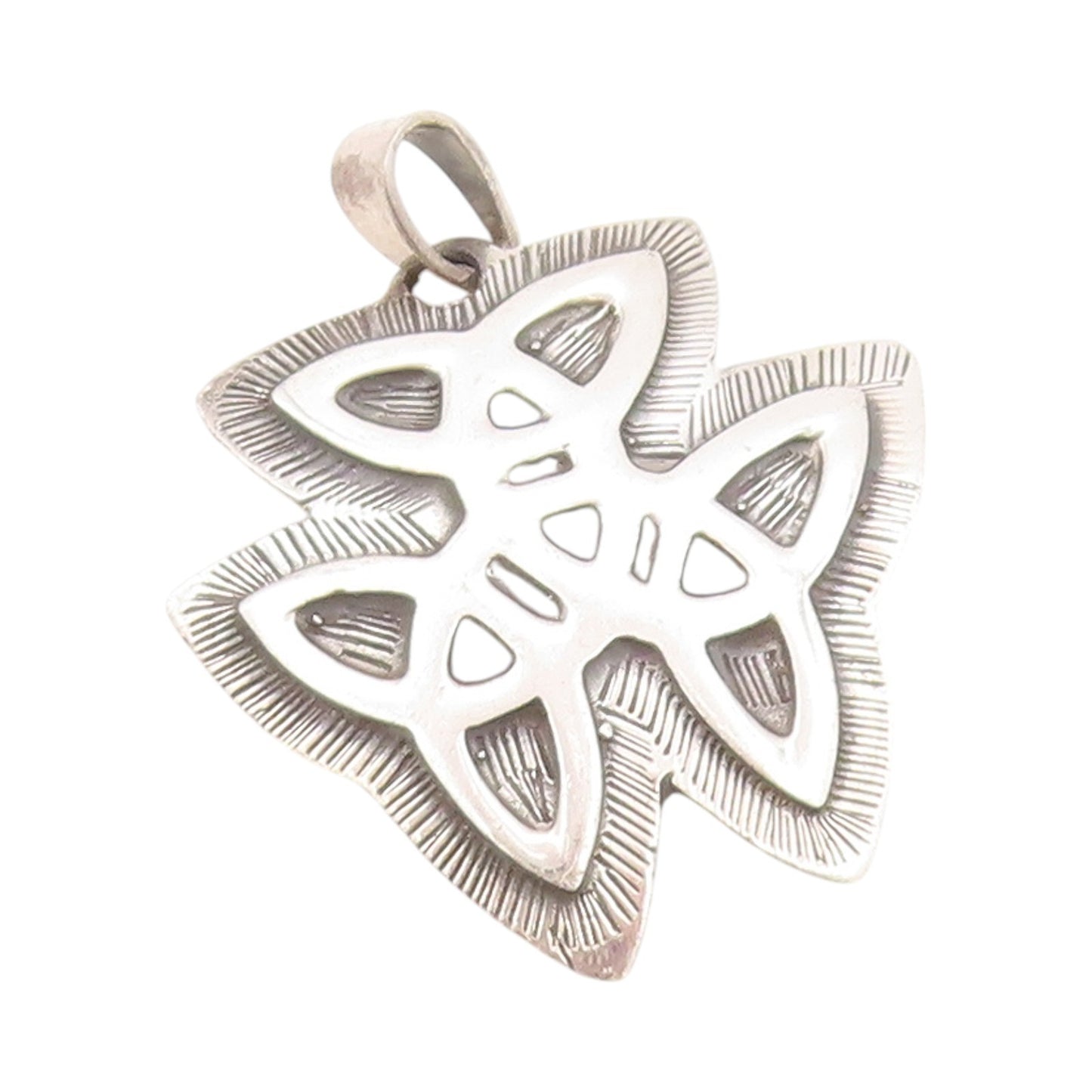 925 Sterling Silver Vintage Pendant Etched Celtic Trinity Knot  PT24218