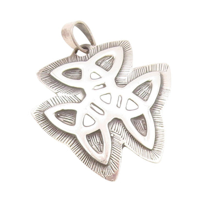 925 Sterling Silver Vintage Pendant Etched Celtic Trinity Knot  PT24218