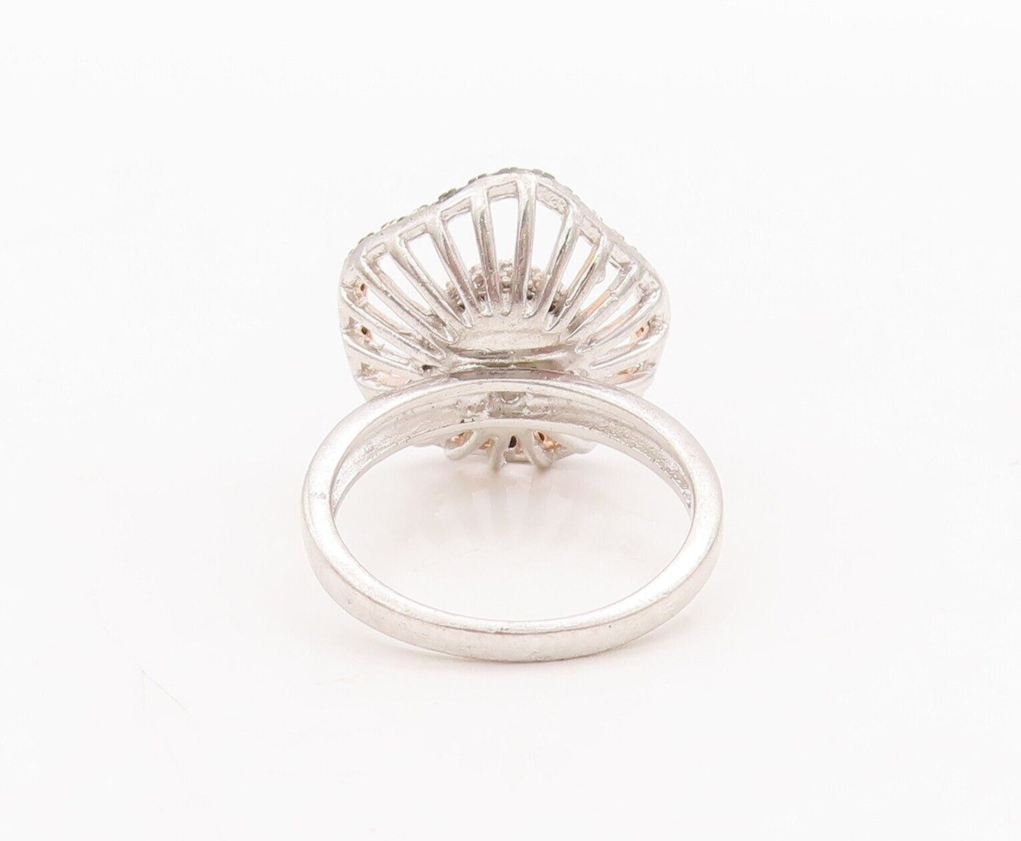 925 Sterling Silver Vintage Ring Onyx & CZ Beaded Designer Flower  Sz 6  RG28529