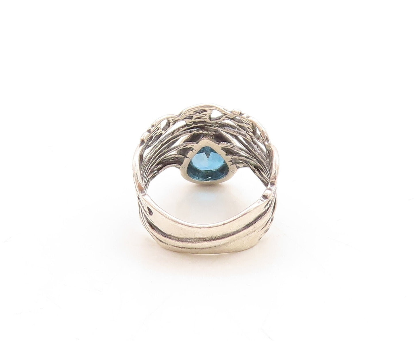 925 Sterling Silver Vintage Ring OR PAZ ISRAEL Drop Cut Topaz  Sz 8.5  RG31518