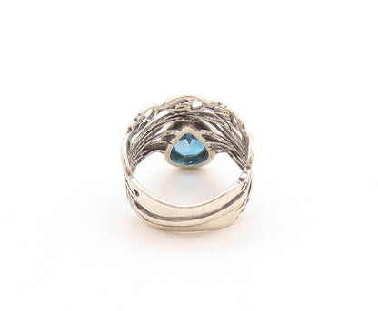 925 Sterling Silver Vintage Ring OR PAZ ISRAEL Drop Cut Topaz  Sz 8.5  RG31518