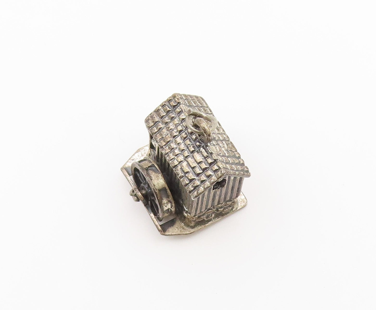 925 Sterling Silver Vintage Pendant BEAU Water Mill House Charm MOVES  PT26576