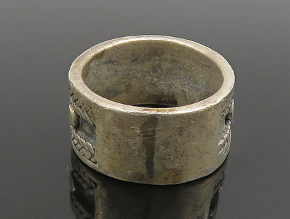 925 Sterling Silver  Vintage Etched Edge Beaded Band Ring Sz 6  RG24753