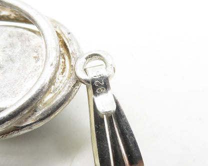 925 Sterling Silver  Vintage Cabochon Cut Hematite Shiny Pendant  PT13901