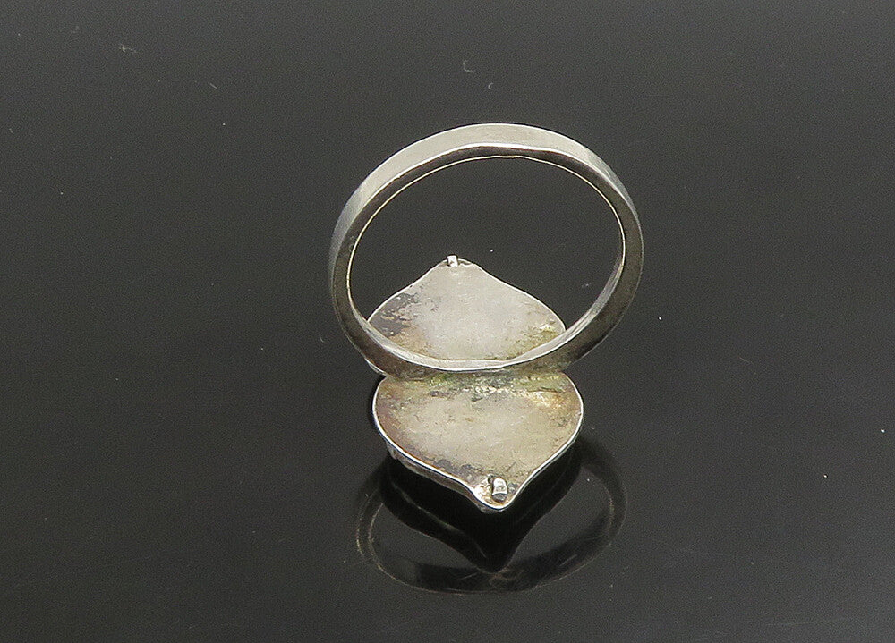 925 Sterling Silver  Vintage Enamel Swirl Hearts Band Ring Sz 7  RG23414