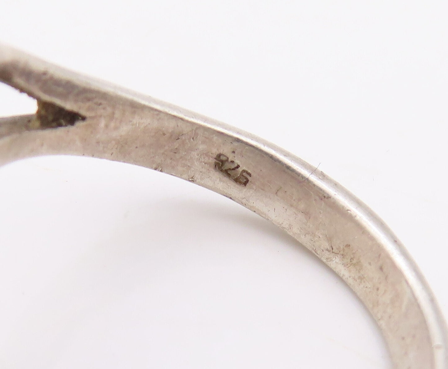 925 Sterling Silver Vintage Ring Swirly Design Cutout Topaz  Sz 5.5  RG31437