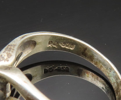 925 Silver  Vintage Cubic Zirconia Split Ribbed Shank Ring Sz 9  RG24593