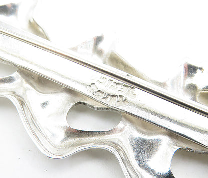 MEXICO 925 Sterling Silver  Vintage Triple Horse's Head Brooch Pin  BP2727