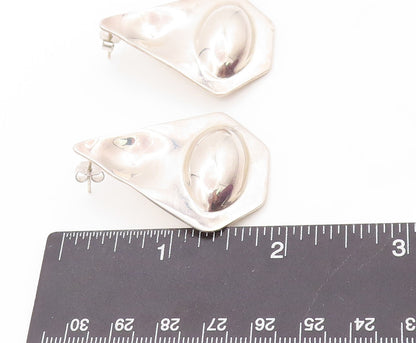 925 Sterling Silver Vintage Earrings MEXICO Modernist Carved Oval Design EG13368