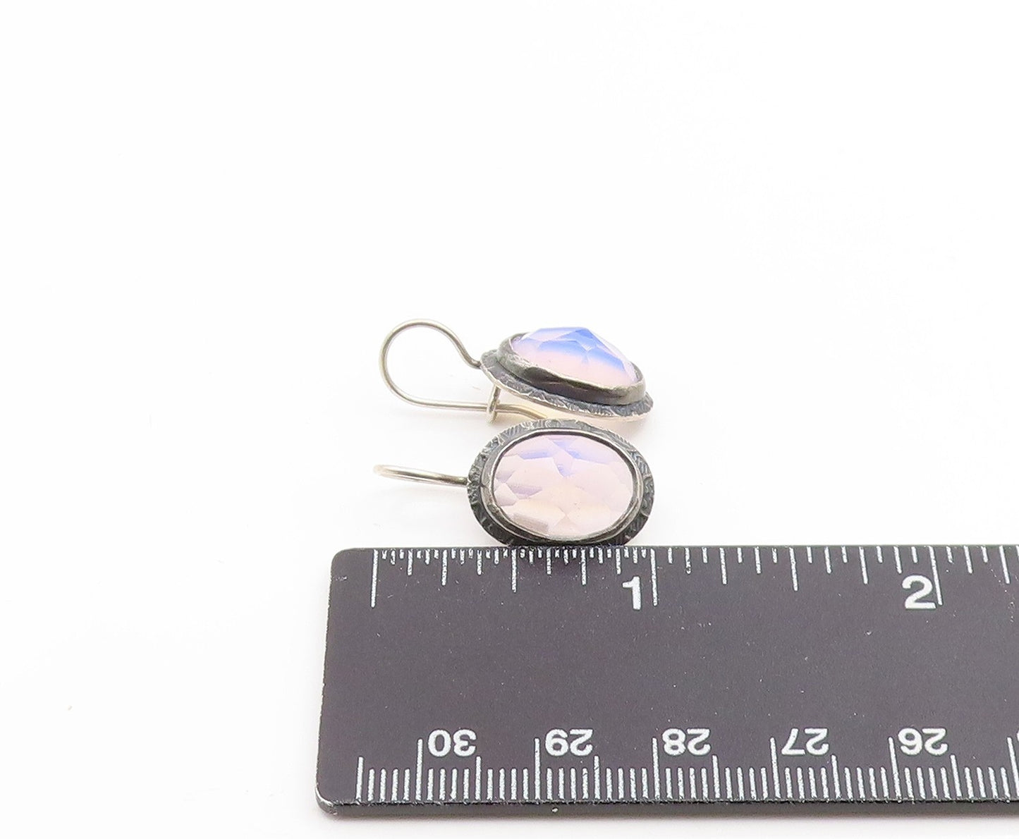 925 Sterling Silver Vintage Earrings EUROPE Faceted Opal Elegant Dangle  EG14152