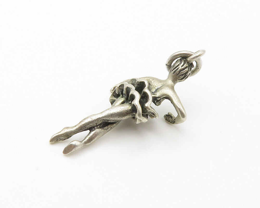 925 Sterling Silver Vintage Petite Ballet Dancer Motif Drop Pendant PT11238