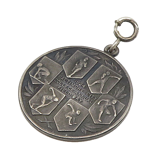 925 Sterling Silver  Vintage Antique Field Day Medallion Pendant  PT17216