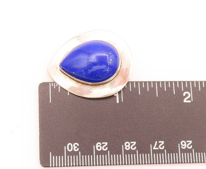 925 Sterling Silver  Vintage Blue Sodalite Teardrop Cabochon Earrings EG12425