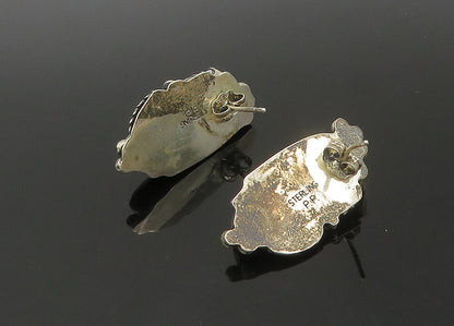 NAVAJO 925 Sterling Silver  Vintage Black Onyx & Cubic Zirconia Earrings EG11078