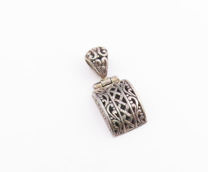 925 Sterling Silver  Vintage Shiny Patterned Dome Drop Pendant  PT18873