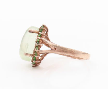 925 Sterling Silver Vintage Ring Gold Plated Gemstone & Green CZ  Sz 7  RG31752