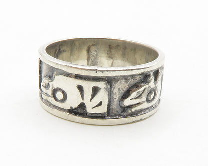925 Sterling Silver  Vintage Etched Pattern Oxidized Band Ring Sz 7.5  RG13810