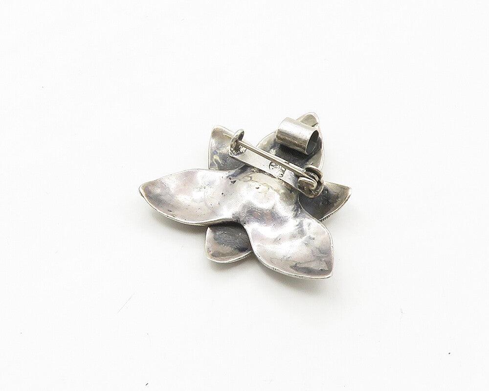 G.R.A.S. 925 Sterling Silver  Vintage Shiny Flower Motif Brooch Pin  BP7035