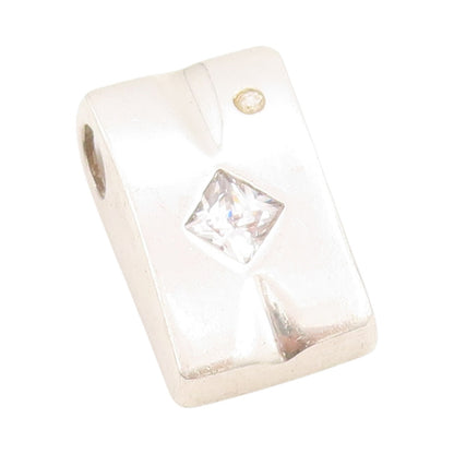 925 Sterling Silver Vintage Pendant Two Shape CZ Modernist Solid Charm  PT24912
