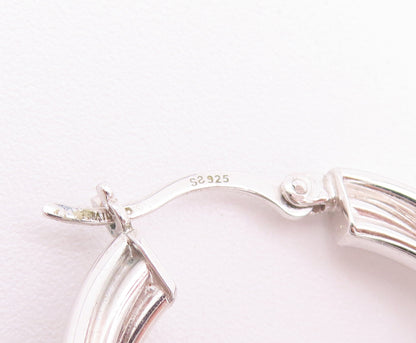 925 Sterling Silver Vintage Earrings Designer Cutout 3 Connected Hoops  EG12922
