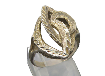 925 Sterling Silver  Vintage Dark Tone Diamond Cut Band Ring Sz 6  RG11424