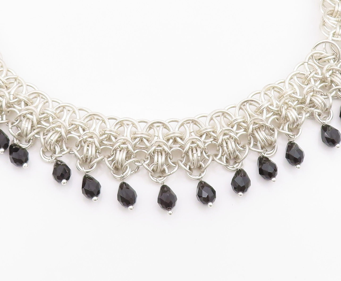 925 Sterling Silver Vintage Necklace Designer Heavy Cutout Dangling Stone NE4480