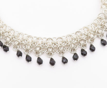 925 Sterling Silver Vintage Necklace Designer Heavy Cutout Dangling Stone NE4480