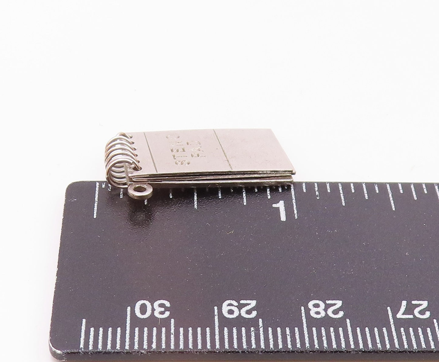 925 Sterling Silver  Vintage Etched Steno Pad Notebook Pendant (OPENS) PT20822