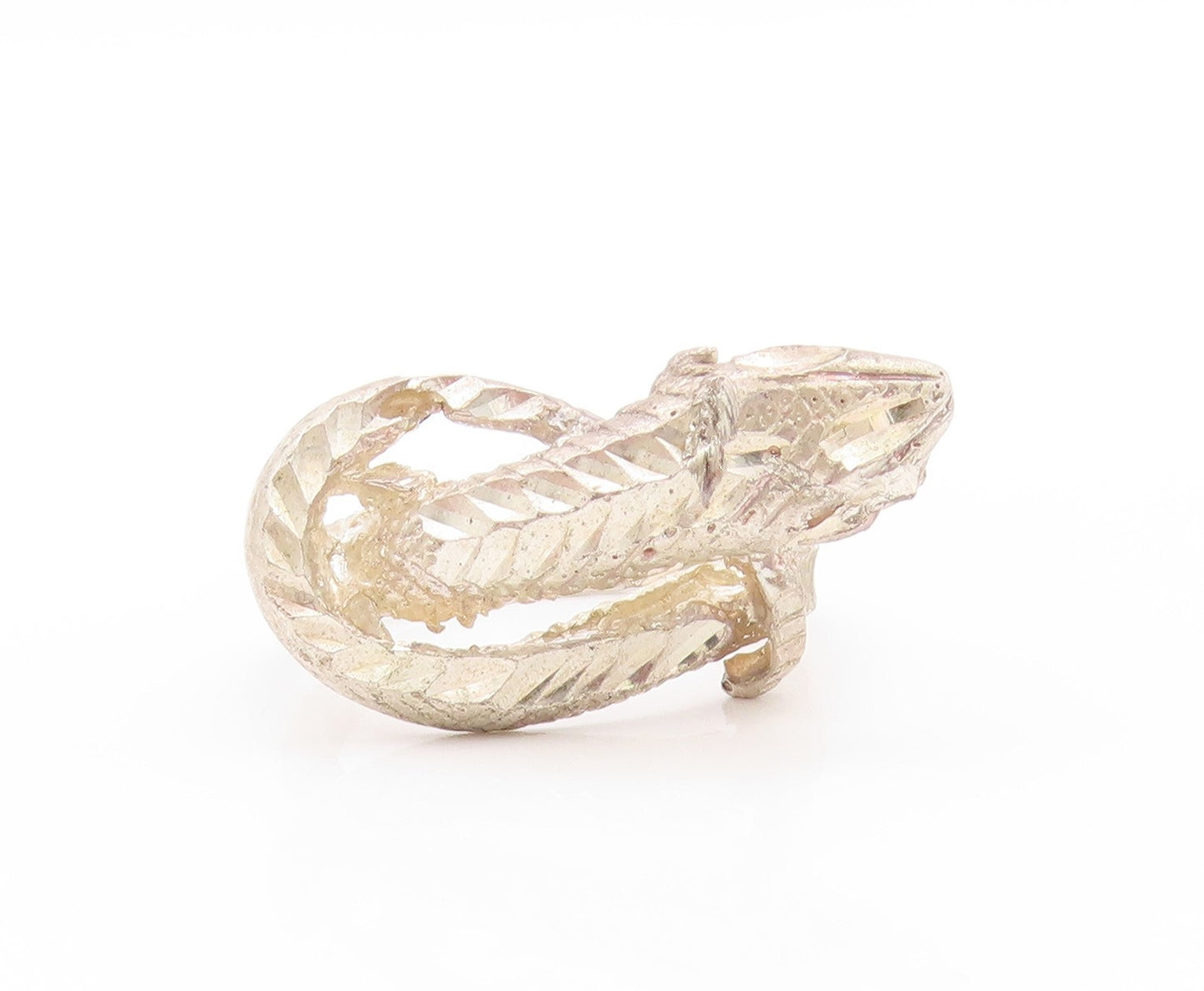 925 Sterling Silver Vintage Ring Modernist Etched Snake Design  Sz 7  RG33007