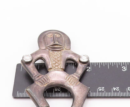 925 Sterling Silver Vintage Brooch Round CZ Early Slavs Dancing Man  BP11629