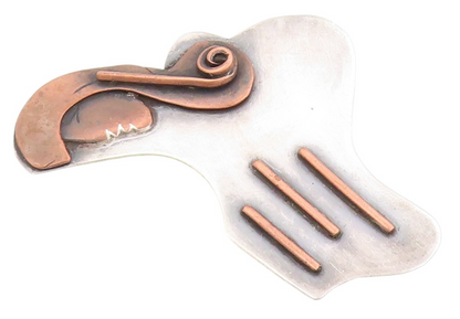 925 Sterling Silver Vintage Brooch Modernist Two Tone Lady Profile Pin  BP11941