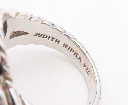 925 Sterling Silver Vintage Ring JUDITH RIPKA Turquoise & CZ Band  Sz 6  RG36686