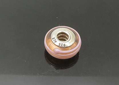 PANDORA 925 Sterling Silver  Vintage Pink Enamel Round Slide Pendant  PT18437