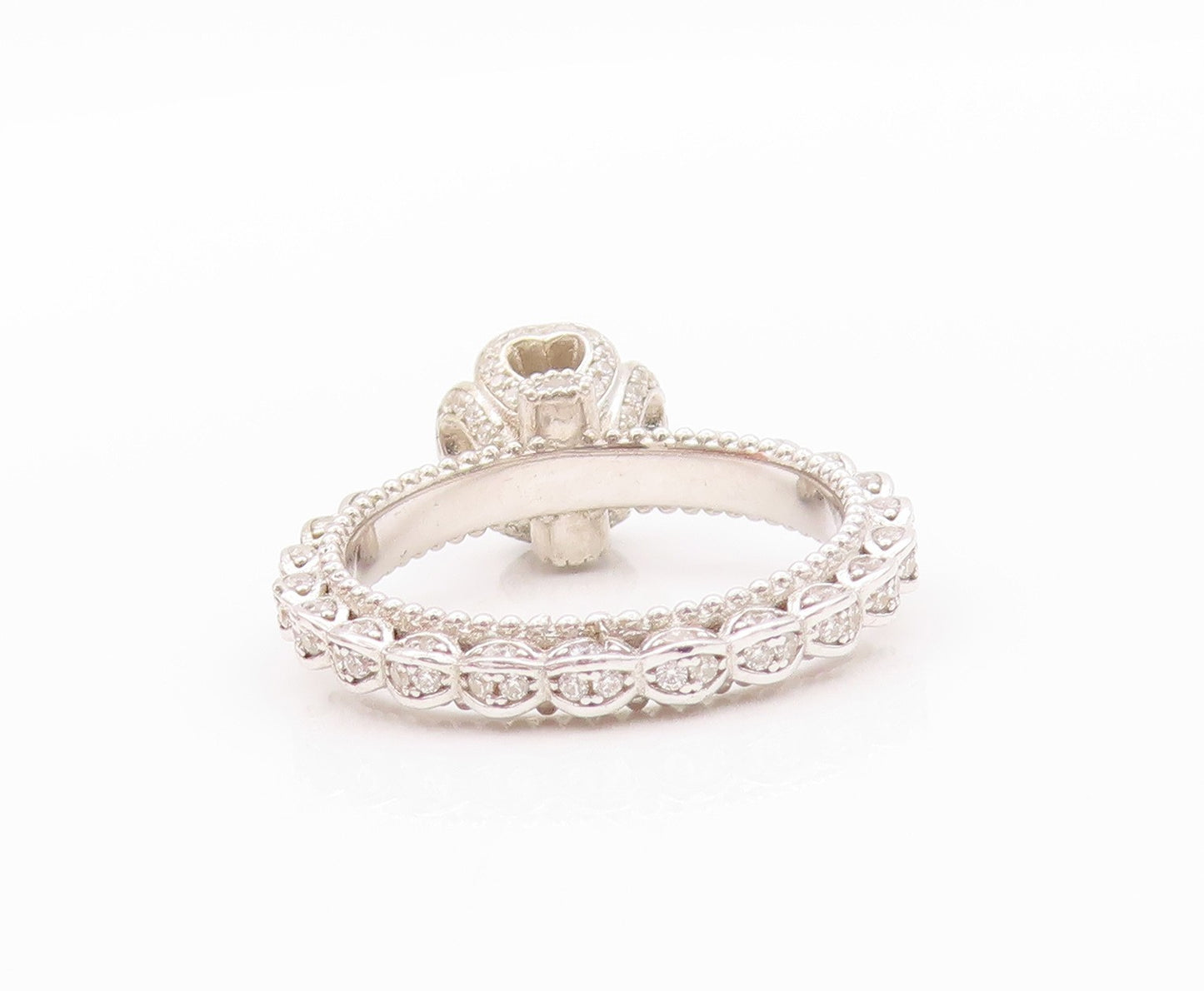 925 Sterling Silver Vintage Ring CZ Inlay Wedding Ring  Sz 9.5  RG32645