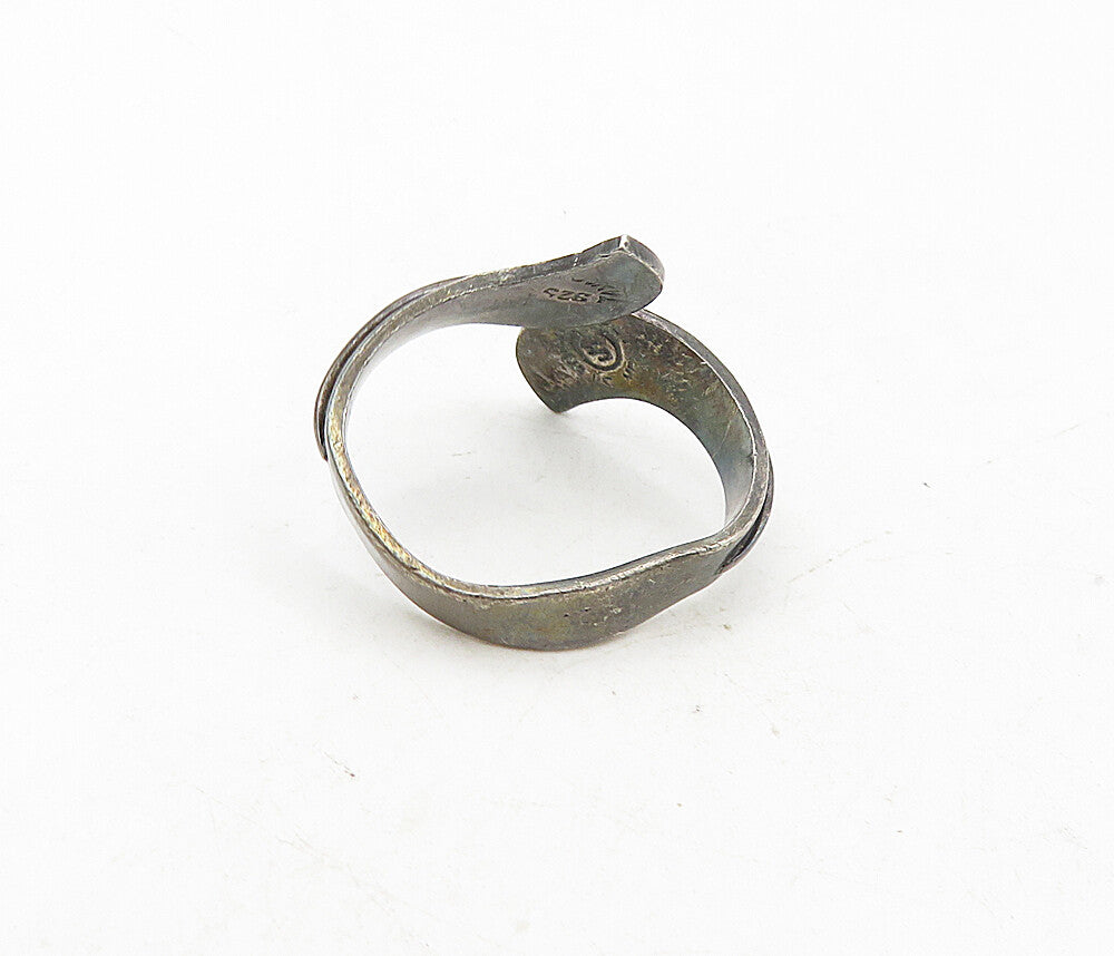TAXCO MEXICO 925 Silver   Vintage Dark Tone Bypass Band Ring Sz 6.5  RG9207