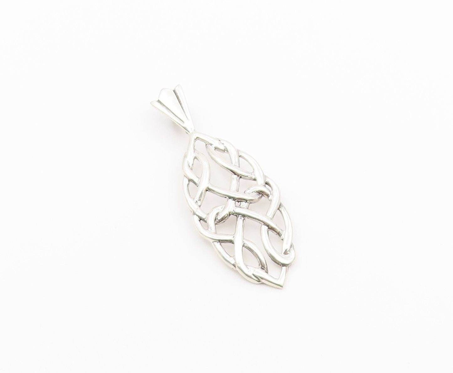 925 Sterling Silver  Vintage Shiny Smooth Celtic Knot Design Pendant  PT17141
