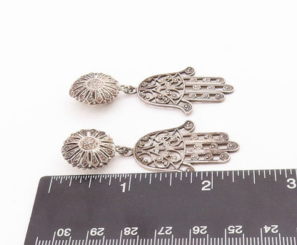 925 Sterling Silver Vintage Earrings MIDDLE EAST Swirly Cutout Hamsa  EG13130