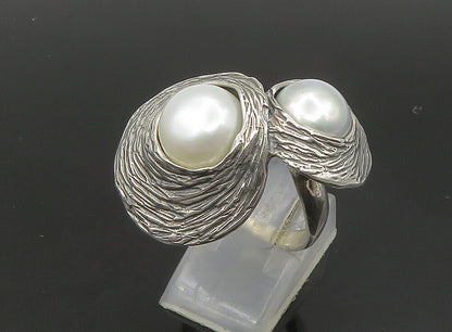 HAGIT GORALI ISRAEL 925 Silver  Vintage Pearls Cocktail Ring Sz 7.5  RG23657