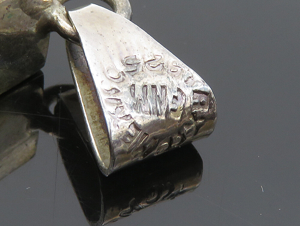 MEXICO 925 Sterling Silver Vintage Shiny Mod Geo Dangling Ball Pendant PT19766