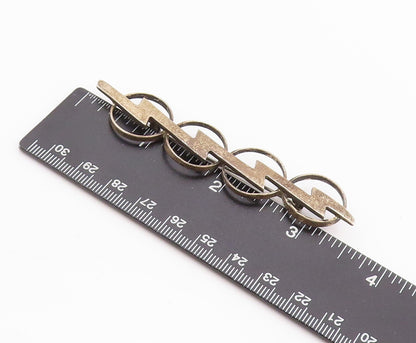 925 Sterling Silver Vintage Brooch Modernist Thunder & Rings Design BP11599