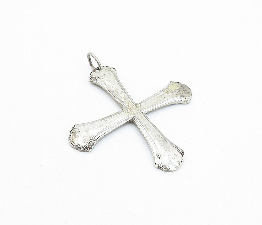 TOWLE 925 Sterling Silver  Vintage Swirl Spoon Cross Drop Pendant  PT2599