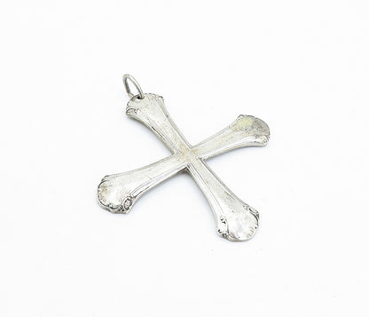 TOWLE 925 Sterling Silver  Vintage Swirl Spoon Cross Drop Pendant  PT2599