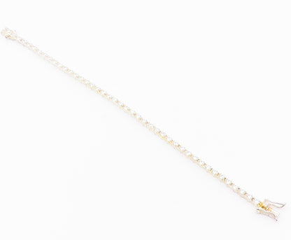 925 Sterling Silver  Shiny Round Cut Cubic Zirconia Tennis Bracelet  BT7369