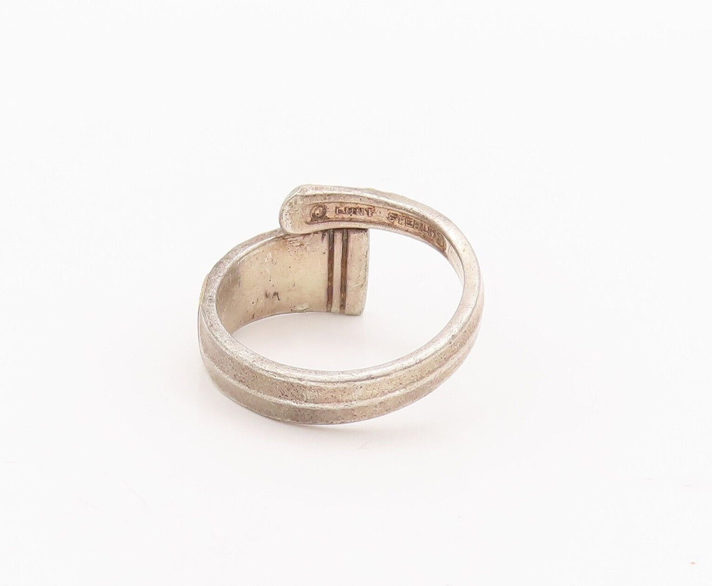 925 Sterling Silver Vintage Ring LUNT Floral Net Carved Bypass  Sz 9  RG28222